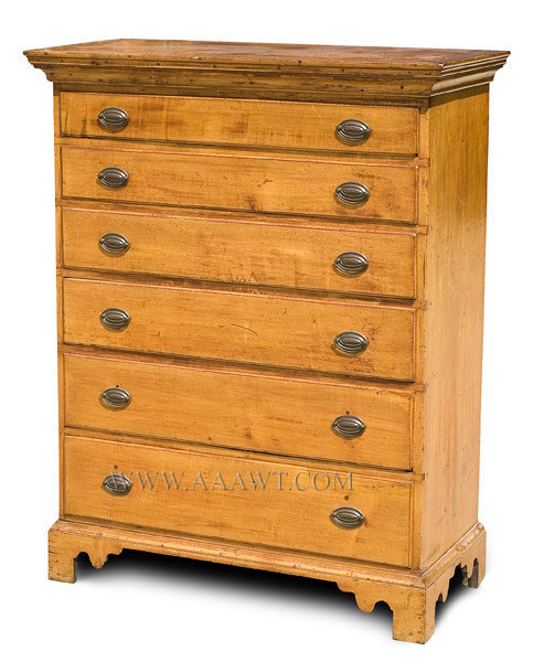 Five Drawer Tall Chest, Queen Anne, Traces of Original Red
Rhode Island
18th Century, entire view